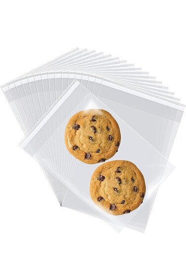Paporich 300 Pcs OPP Food Cellophane Bags, 10x15cm, Transparent Self-adhesive Bag, Food Grade Mater