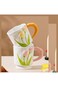 Excefore Ceramic Coffee Mug, Ceramic Coffee Cups with Handle, Creative Flower Cup for Office and Ho