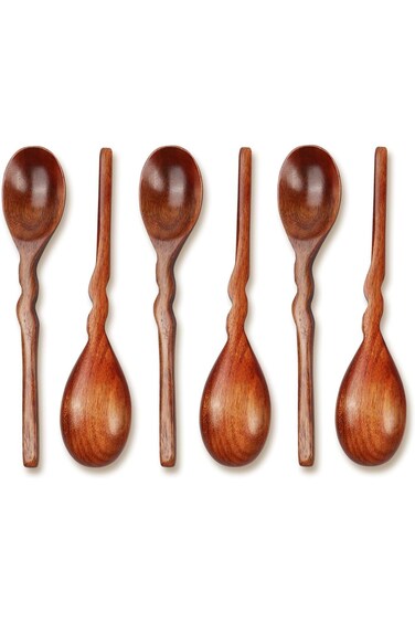 NALACAL 6pcs Wooden Spoons for Eating, 7.87 inch Wooden Spoons for Honey,Small Wooden Spoons,Handma