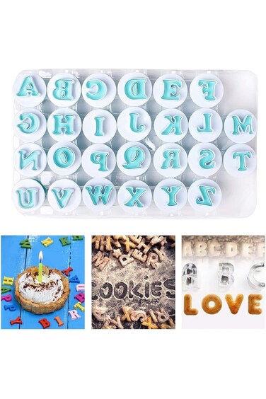 Sunscreen 26 Pack Cookie Cookie Cutters, Alphabet Letter Fondant Cake Biscuit Mold, Lower Case Lett