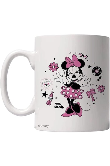 كوب شاي وقهوة خزفي أبيض من جفت ميت، بتصميم ميني ماوس من ديزني، سعة 320 مل   مطبوع من الجانبين   كوب لطيف
