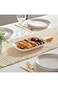 Bone China Shallow Porcelain Ceramic Plate with Bamboo Handle - Gourmet Serveware Tableware, 35x15x