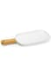 Bone China Shallow Porcelain Ceramic Plate with Bamboo Handle - Gourmet Serveware Tableware, 35x15x