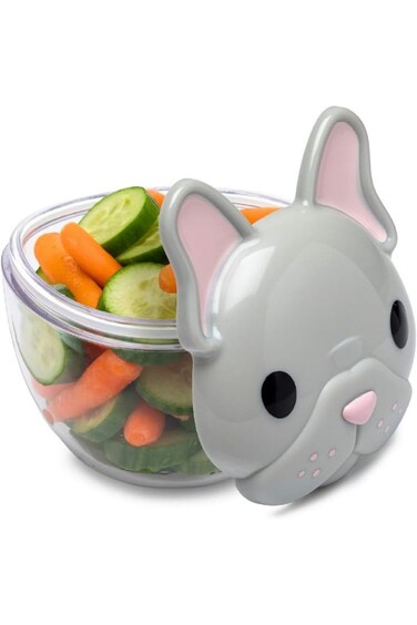 Melii Animal Snack Containers with Lids - Bulldog Food Storage Container - Safe and Playful Food St