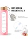 TRASSLE 32 Oz Borosilicate Glass Water Bottle with Times to Drink - Wide Mouth BPA Free Glass Motiv