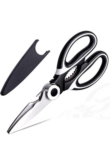 مقص مطبخ AGREON، مقص طبخ من الفولاذ المقاوم للصدأ مع غطاء للشفرة، أدوات المطبخ المنزلية وG