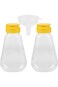 ALMEKAQUZ عبوة من زجاجتين عسل بلاستيكية فارغة مع قمع، برطمانات ضغط سعة 200 مل، موزع مانع للتسرب F