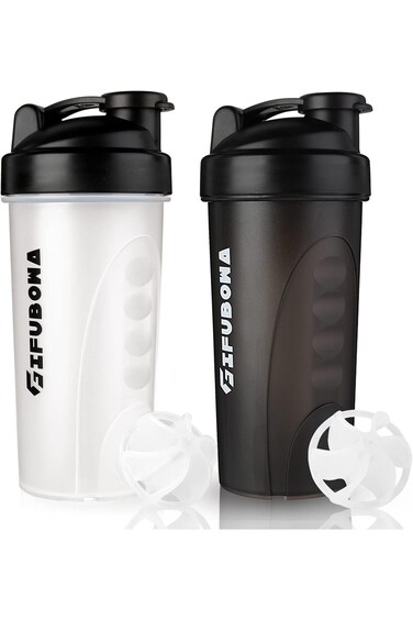 GIFUBOWA Protein Shaker Bottles 2 Pack Leak Proof Blender Cup 28oz for Gym Sport