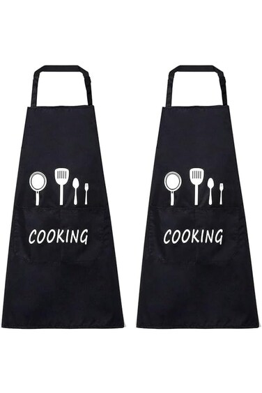 Chefkit Couple Cooking Aprons with Pockets, Kitchen Aprons, Black Kitchen Aprons, Waterproof Adjust