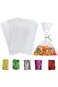 LK's shop Clear Cellophane Bags, 100Pcs Gift Bag Clear Flat Treat Bags Twist Ties for Home Favours
