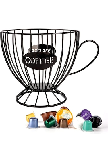 حامل سلة قهوة ALMEKAQUZ، رف تخزين للوجبات الخفيفة والحلوى، رف عرض طاولة المقهى، حامل قهوة منزلي