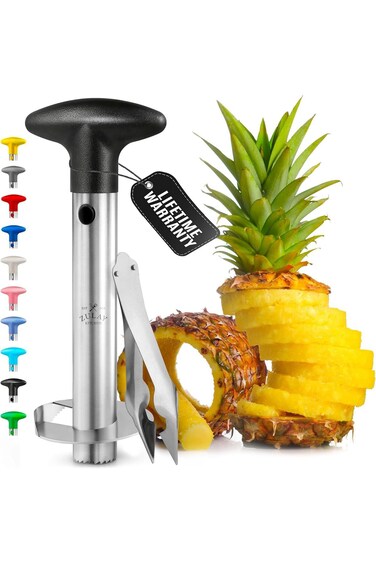 أداة تقطيع وتقشير الأناناس من زولاي للمطبخ - قطاعة أناناس من الفولاذ المقاوم للصدأ لإزالة اللب بسهولة