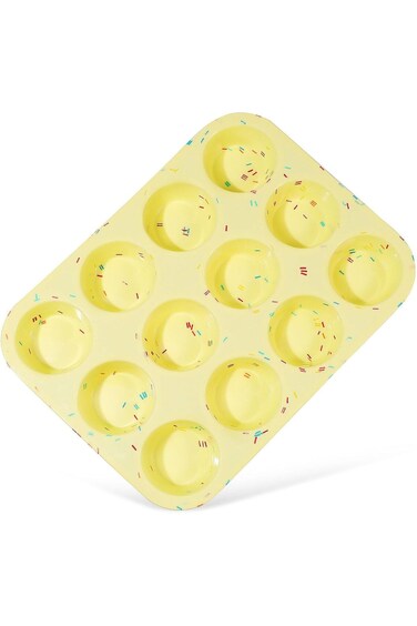 ALMEKAQUZ Silicone Mini Muffin Cupcake Pan - 12 Cups Baking Tray for Oven, Round Disc Molds for Muf