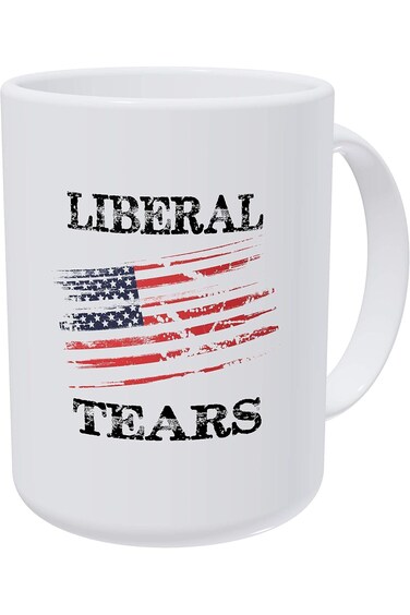 Willcallyou Liberal Tears American Flag Republican 15 Ounces Double Side Printed Funny White Coffee
