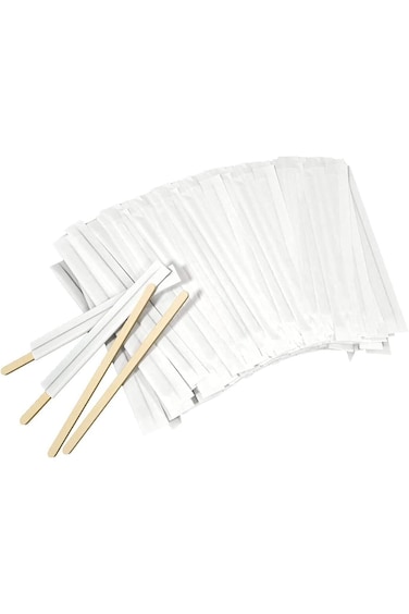 Amkoskr 1000Pcs Disposable Wood Coffee Stir Sticks Stirrers Individually Paper Wrapped Coffee Tea B