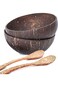 Arabest Natural Coconut Bowls and Spoons, Coconut Bowls Acai Smoothie Bowl Noodle Ramen Bowls (Set