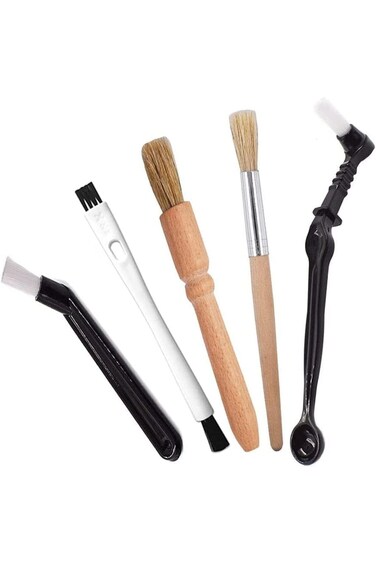 مجموعة فرش القهوة من أرابيست، 5 قطع من فرش تنظيف ماكينة الإسبريسو المصنوعة من النايلون، بمقبض خشبي ثقيل ونا