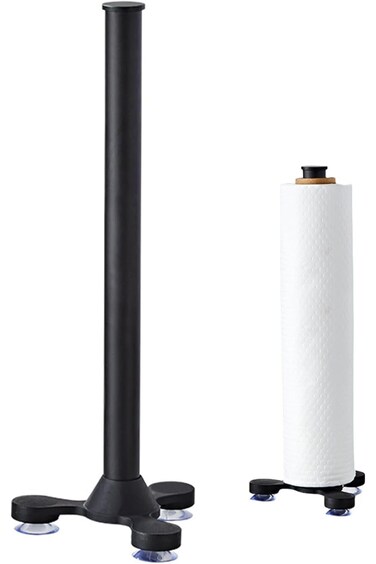 Standing Paper Towel Holder for Kitchen and Bathroom - Countertop Roll Stand With Weighted Base and