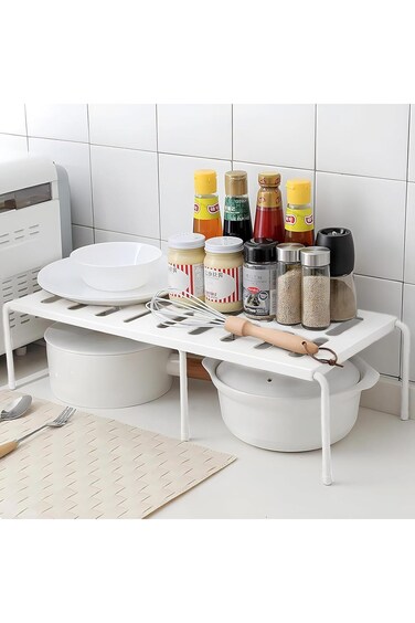 رف خزانة دوركو، منظم رفوف تخزين قابل للتوسيع لطاولة المطبخ للمطبخ والحمام والمطبخ