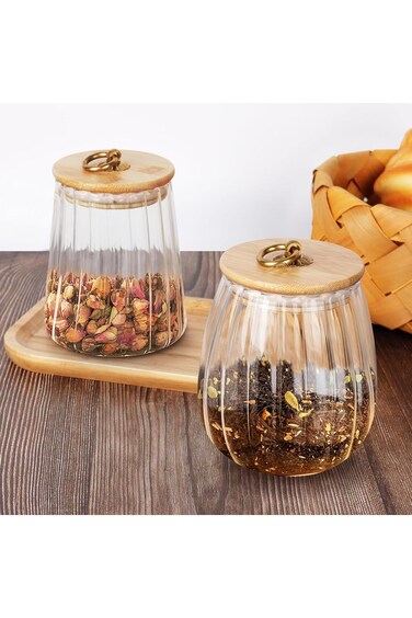 مجموعة من 2 برطمانات زجاجية محكمة الغلق من ديكوستاتيو، برطمان زجاجي لتخزين السكر والشاي والمكسرات والرطوبة