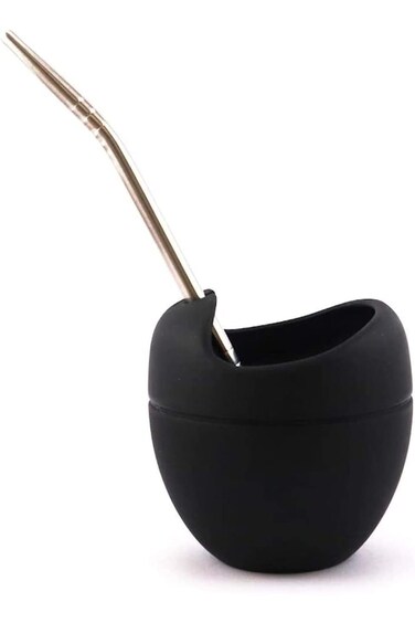 Reusable Silicone Cups, ELECDON Silicone Mate Gourd Cup Mug Gourd Set With Stainless Steel Straw Fi