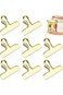 Bag Clips, 8Pcs Shiny Gold Bag Clips, Stainless Steel Heavy Duty Metal Bag Clip, Tightly Seals Chip