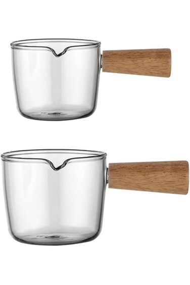 LABRIMP مجموعة واحدة من أكواب الحليب وحاوية شفافة وكوب شفاف وغلاية شاي شفافة وإبريق صب الصلصة وإبريق الإسبريسو