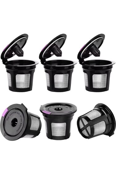 Khazna Reusable K Cups, 6 Pack K Cup Reusable Coffee Pods with BPA Free Plastic, Refillable K Cup C