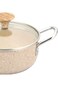 Parfait Natural Force Non-Stick Marble Coating Cooking Pot With Glass Lid Cream 11.5CM Mspn-12