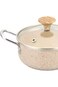Parfait Natural Force Non-Stick Marble Coating Cooking Pot With Glass Lid Cream 11.5CM Mspn-12