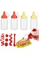 Azonee 4 Pieces Mini Condiment Bottles, 30ml Small Ketchup and Mustard Bottle, Tiny Plastic Salad D