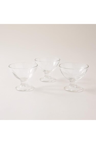 طقم أواني زجاجية من بورجونوفو، 3 قطع، وعاء، كوب، زجاج، للآيس كريم والحلويات، قطر 13 سم