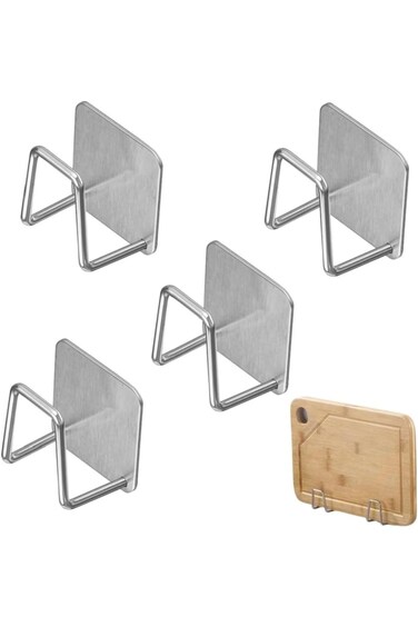 4 Pcs Under Cabinet Cutting Board Holder,Cutting Board Holder Rack Storage,Stainless Steel Under Sh