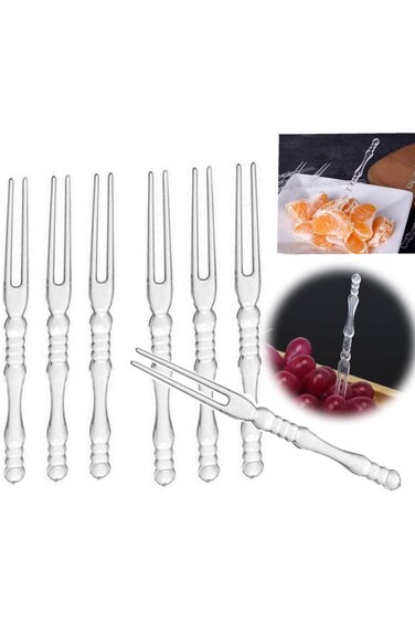 Azonee Disposable Plastic Fruit Forks - Mini Cocktail Forks for Tasting, Appetizers, and Cake - 200