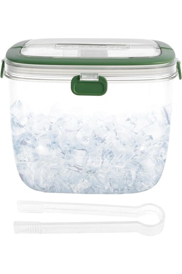 Paporich 5L Portable Ice Cube Storage Bin, Clear Ice Bucket for Freezer with Lid &amp; Tong for Outdoor