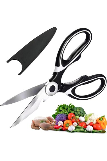 X spring Kitchen Scissors, Heavy Duty Food Scissor, Stainless Steel Blades Dishwasher Safe, Ergonom