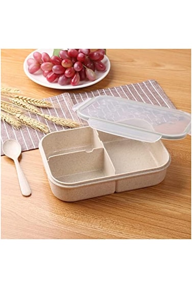 Nessan Wheat Fiber Lunch Box for Adults Lunch Containers for Kids 3 Compartment Lunch Box Food Cont
