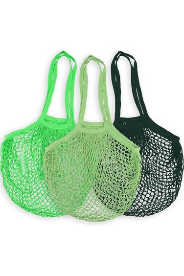 SYOSI 3 Pack Reusable Shopping Grocery Mesh Bags, Cotton Mesh Bags for Grocery Shopping Bags Portab