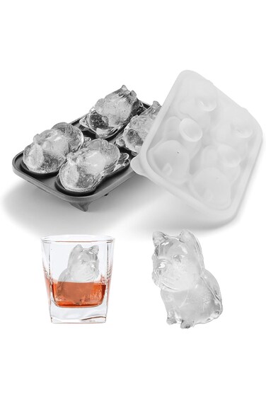 French Bulldog Ice Cube Mold, 4 Hole Fun Shapes Large Frenchie Bull Dog Ice Cube Tray for Whiskey,C