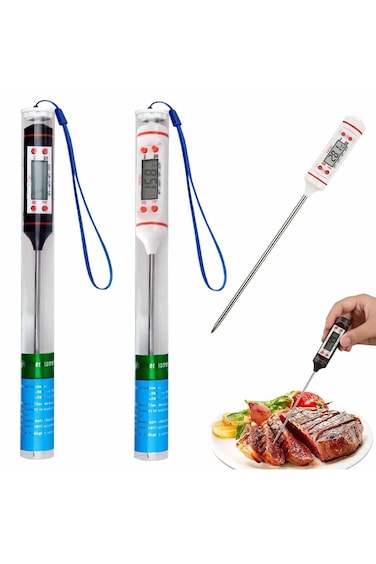 2Pcs Food Thermometer, Digital Instant Read Thermometer with Probe for Kitchen Cooking, BBQ, Milk,
