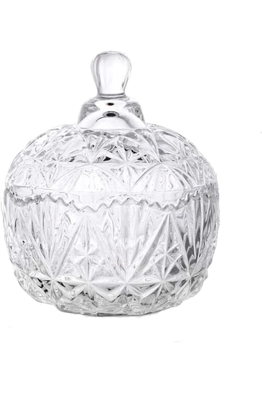 NN Glass Candy Storage jar with Lid Clear Sugar Dish Crystal Covered Candy Bowl Apothecary Food Buf