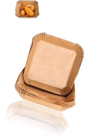 Air Fryer Essentials: 100 Count Disposable Square Liners, 16cm Waterproof Parchment Paper for Healt
