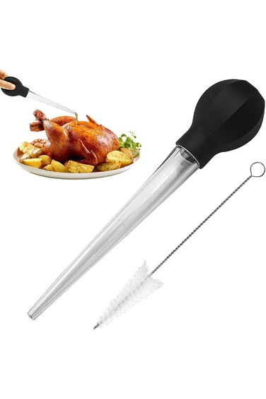 Supadise Baster Tool for Cooking, Large Turkey Baster with Cleaning Brush, Powerful Bulb Baster Liq