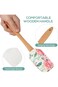 2pcs Silicone Spatula with Wooden Handle Non-Stick Rubber Spatula Reusable Silicone Scrapers Wooden