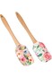 2pcs Silicone Spatula with Wooden Handle Non-Stick Rubber Spatula Reusable Silicone Scrapers Wooden