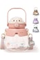YumLock Kawaii Water Bottle for Kids School with Straw   Cute Bear Design   Large Capacity   Leak-P
