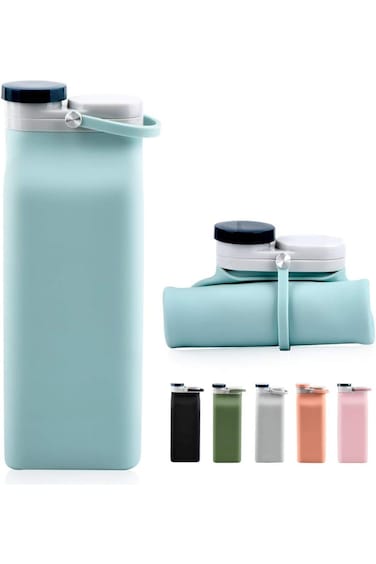 SWIUKPHE Collapsible Water Bottle BPA Free, 20 oz Foldable Water Bottle for Travel Sports Bottles w