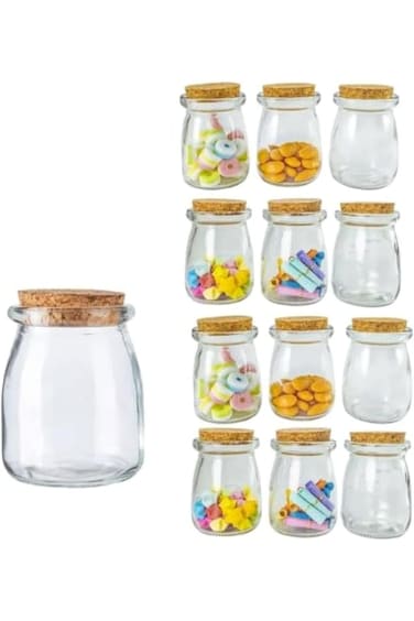 أفضل برطمانات الزبادي الشفافة سعة 4 أونصة (12 قطعة) مع أغطية، زجاجة صغيرة خاصة بهدايا الزفاف والمربى