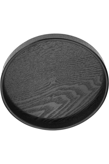 Luqeeg Black Wooden Tea Tray, Round Shape Wood Tea Coffee Snack Food Meals Serving Tray Plate Resta