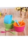 KASTWAVE Colorful Plastic Ice Cream Bowls with Spoons - Set of 8 Stackable Dessert Cups for Kids, P